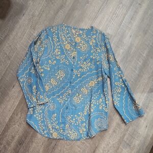 Flax Blue and Yellow Floral Blouse